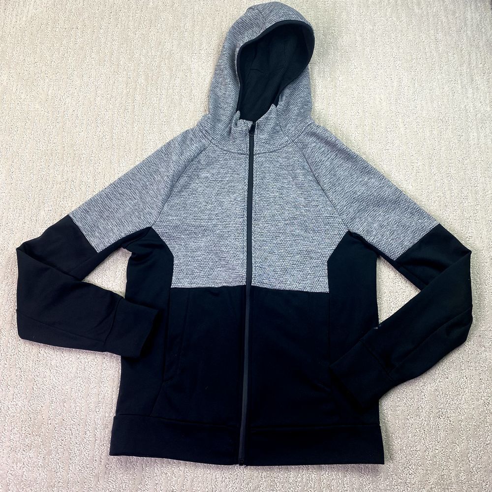 Champion Full Zip Hoodie Mens Medium Gray Black Long Sleeve